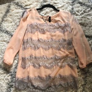 BKE Sheer peach blouse